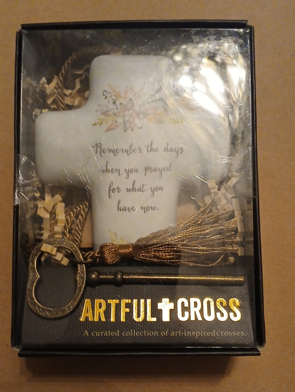 Demdaco Black and Gold Artful Cross Presentation Box
